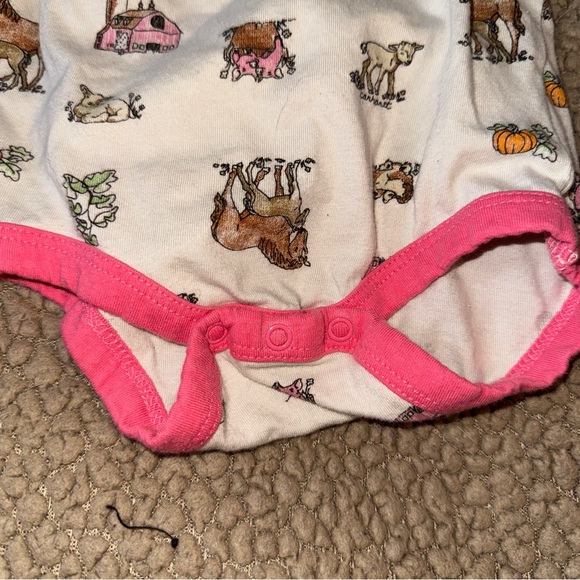 Carhartt Girls' Infant Long Sleeve Pumpkin Farm Pink Bodysuit, Sz 3m - Picture 3 of 5